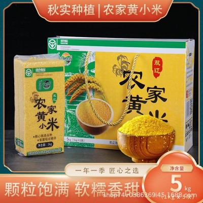 东北特产小米粗粮绿色食品农家黄小米5kg礼盒装厂家批发东北小米